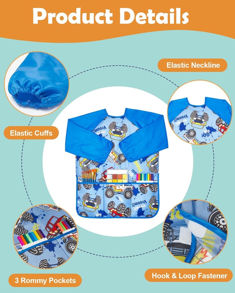 Lictin 2 Pack Kids Art Smocks,Toddler Smock,Waterproof Artist Painting Aprons for Children - Image 2